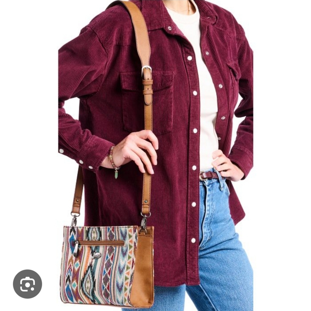Justin Jacquard Aztec Patterned Southwestern Crossbody Bag - Picture 2 of 7